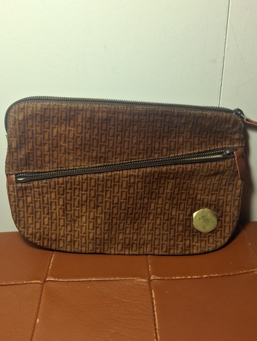 Rossi e rossi Brown Patterned Zip Pouch